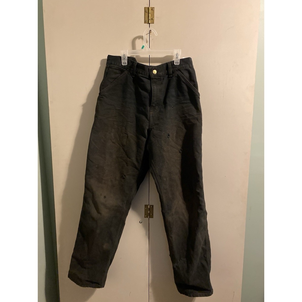 Carhartt WIP Single Knee Pants Mens 30x32 Faded Black Canvas Distressed Work